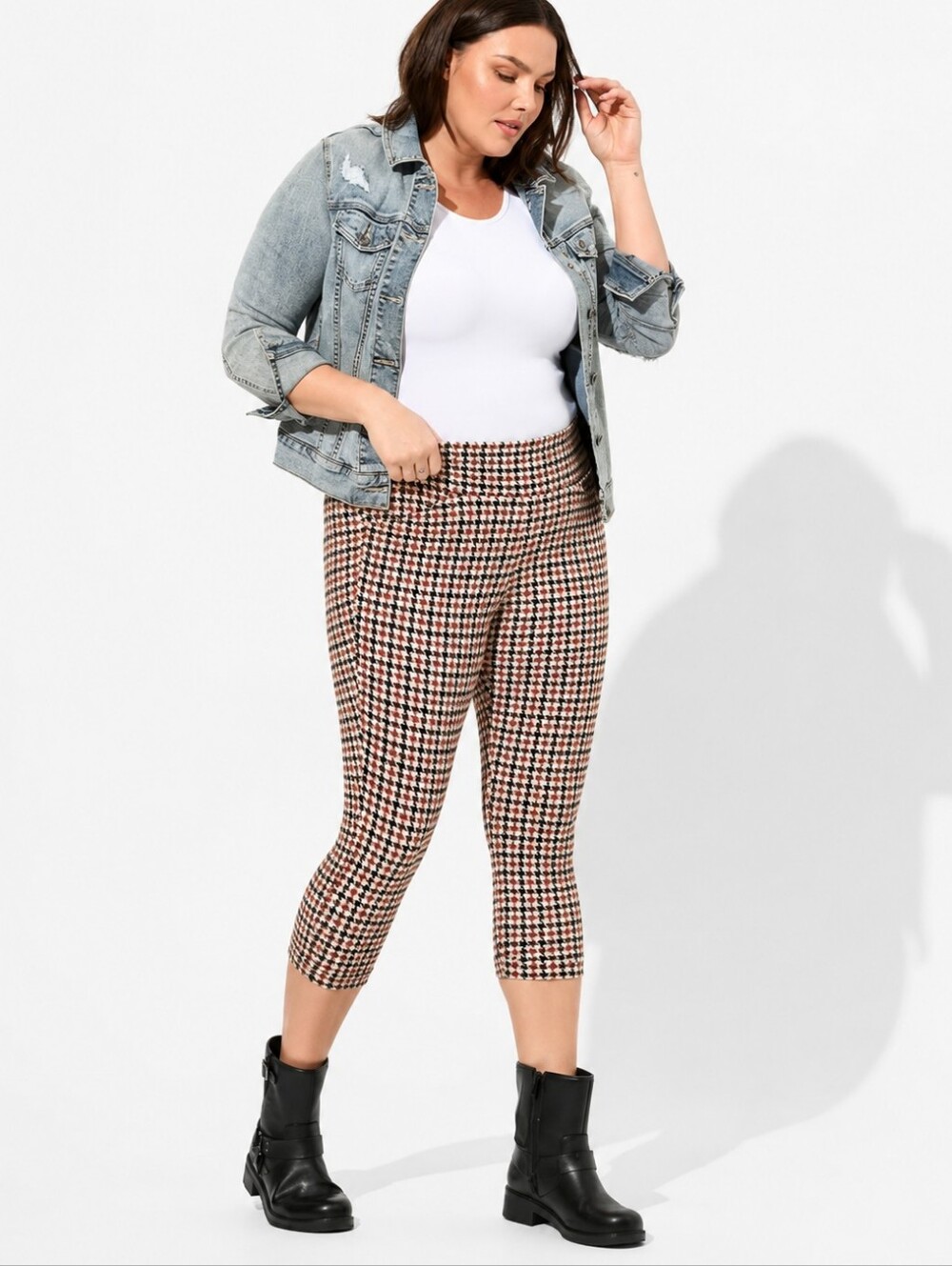 Women's Houndstooth Capri Leggings